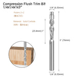 LinkMejor 1/4 Inch 6.35mm Shank Solid Carbide Top Bearing Guided Two Flute Flush Trim Router Bits Woodworking Milling Cutters End Mill