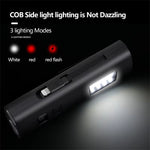 LinkMejor 400LM 2000mAh Type-C Charging Bicycle Headlight 3 Gears COB Side Light Battery Level Display Waterproof Power Bank Front Bike Light for Night Riding