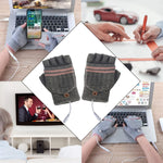 LinkMejor 1pair Heated Gloves Mittens Knitting Fingerless Comfortable Winter Gloves for Indoor or Outdoor Man Women