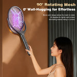 Tevorex 5-In-1 Telescopic Electric Mosquito Racket Mosquito Killer UV Utilizes 90° Rotating Auto Capture Folding Fly Swatter USB Rechargeable with Dual Safety Switches