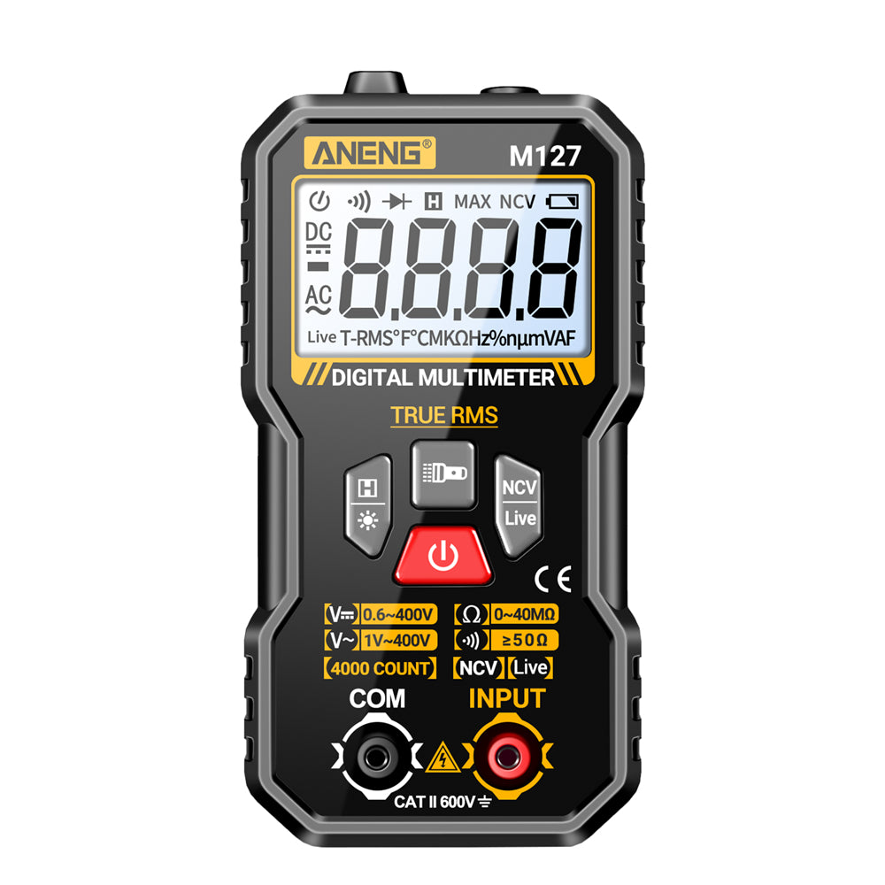 LinkMejor M127 Digital Multimeter True RMS 4000 Counts Automatic Identification High-Definition Backlight LCD Compact Portable Multimeter AC DC Voltage Resistance Measurement