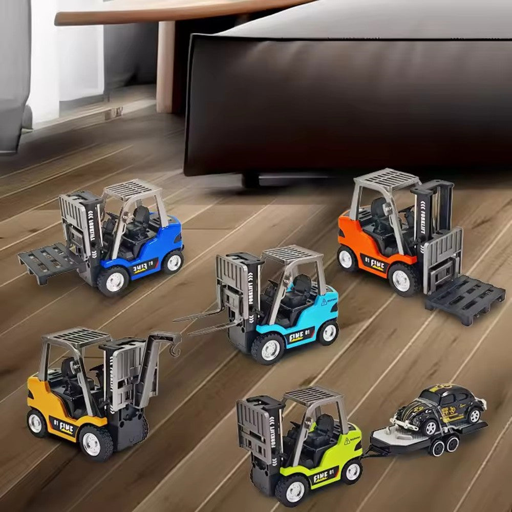 LinkMejor HG4-244 RTR 1/64 2.4G Mini RC Car Alloy Forklift with Trailer Suppprt App Remote Control LED Light Sound Engineering Vehicle Desktop Toys Model Collection Gift For Boys