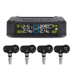 Solar-Powered Wireless TPMS 433.92MHz LED Display Car Tire Pressure Monitoring System with 4 Sensors Real-time Monitoring