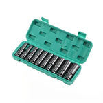 10PCS Carbon Steel 1/2 Inch Electric SleeveTool Adapter Set 8-24mm Polished Finish for Impact Wrenches and Drills High Durability Socket Set