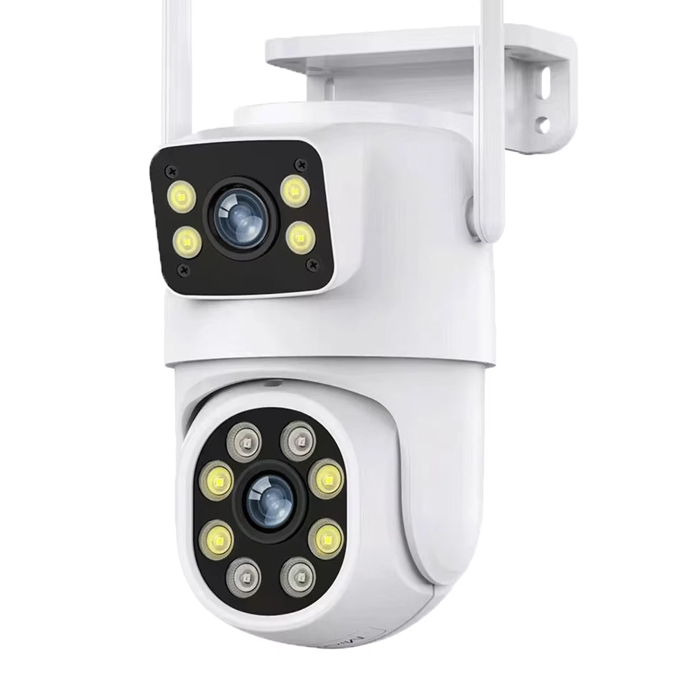 4MP Dual Lens Tuya Wifi Camera PTZ Outdoor 4K Wireless Dual Screen Security Camera Auto Tracking Monitoring Video Surveillance EU Plug