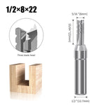 1/2 Inch 12.7mm Shank Tungsten Mortising Carbide Router Bit 2 Flutes/3 Flutes TCT Straight Router Bit Straight Flute End Milling Cutter 6-8mm Cutting Diameter 20-22mm Cutting Length