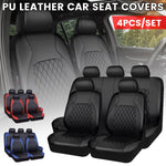 4Pcs/Set Luxury PU Leather Car Seat Covers Full Set Non-Slip Universal Fit for Cars Trucks SUVs Airbag Compatible Black Blue Red Seat Protectors