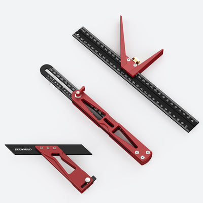 LinkMejor 3PCS Multi-angle Measuring Ruler Square Ruler Metric and Imperial Scale Woodworking Scribing Measure Tools for Marking and Measuring