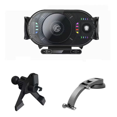 X10 15W Fast Wireless Car Charger Mount Foldable Rotating Phone Holder for Air Vent & Dashboard Compatible with Foldable Flat Screen Phones