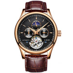 LinkMejor Men Watches Automatic Mechanical Watch Genuine Leather Waterproof Multifunctional Luxury Man Watch