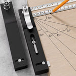 1Pc Woodworking Scriber Ruler Metric Imperial Scale T-Shape Movable Angle Ruler Gauge with Perforated Positioning Anti-slip Locking Multi-Angle Scribing Tool