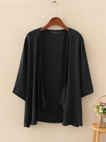 ZANZEA Plus Size Womens Cardigans Solid Color Cape Summer Beach Sunscreen Linen Cardigan