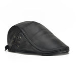 Collrown Berets Mens Flat Caps Genuine Leather Duck Tongue Cap Classic Adjustable Casual Driving Cabbie Hat