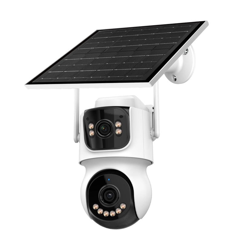 LinkMejor Solar 4MP 6X Zoom WiFi IP Camera AOV Mode HD Surveillance 24/7 Recording Wireless 2MP+2MP Dual Lens Security Solar Powered Waterproof Night Vision Camera