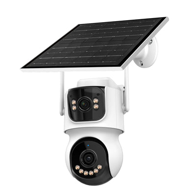 LinkMejor Solar 4MP 6X Zoom WiFi IP Camera AOV Mode HD Surveillance 24/7 Recording Wireless 2MP+2MP Dual Lens Security Solar Powered Waterproof Night Vision Camera