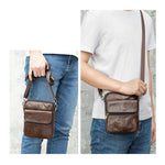 Ekphero Zipper Genuine Leather Messenger Bags Business Small Crossbody Bag Casual Travel Flap Shoulder Bag