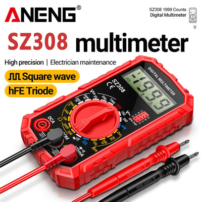 LinkMejor SZ308 Digital Multimeter Handheld AC/DC Voltage Current Resistance Ammeter with Diode Wave Output HFE Transistor Measurement and Low Battery Indication
