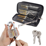 LinkMejor 24pcs Single Hook Lock Pick Set with 1Pc Transparent Lock Locksmith Practice Training Skill Set