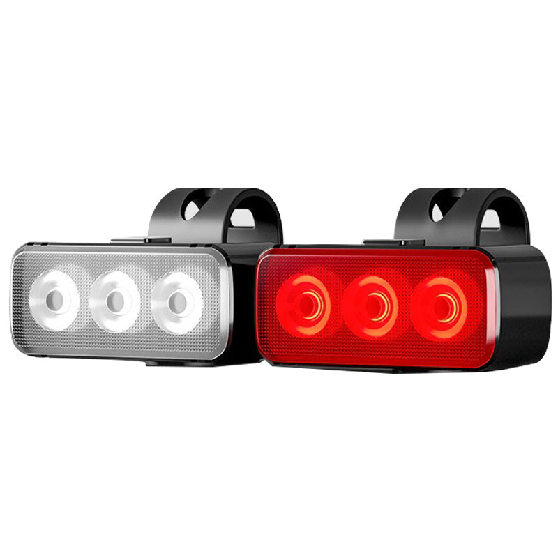 LinkMejor Wide Angle Bike Light Set 3 LED Anti-glared USB Rechargeable Safety Waterproof Quick Charge Cycling