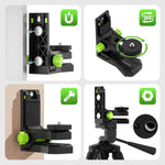 Huepar PV12 Fine-Tuning Magnetic Laser Level Bracket Wall mount L-Shape Pivoting Base with 360° Rotation 1/4"-20 & 5/8"-11 Mounts for Wall Tripod Use