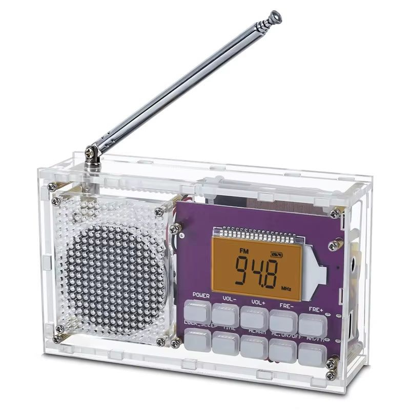 LinkMejor Frequency Modulation and Amplitude Digital Clock Radio Receiver Unassembled DIY Electronics Kit