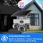 V380 8MP 8X Zoom Solar PTZ Security Camera 1080P Full HD 355° Wide Angle Full-Color Night Vision AI Human Motion Two-Way Audio IP66 Waterproof WIFI/4G Wireless Surveillance Camera for Outdoor