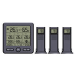 TS-6210 1-to-3 Wireless Weather Station Indoor Outdoor Temperature and Humidity Sensor Digital Display Thermometer Hygrometer with Backlight Smart Home Sensor Kit