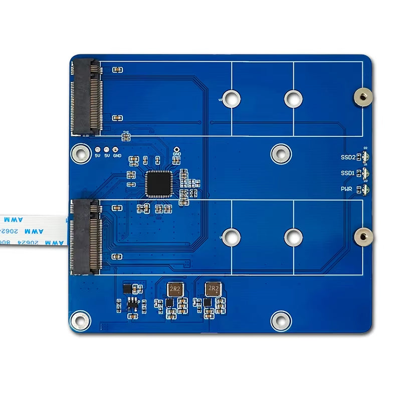 Raspberry Pi 5 PCIe to M.2 Dual NVMe SSD Expansion Board High-Speed Dual SSD 2280 Support NVMe Protocol with LED Indicators