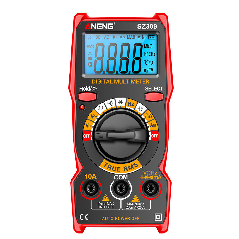 LinkMejor SZ309 SZ309pro Digital Multimeter AC DC Voltage Current Tester 600V 10A Resistance Capacitance Frequency Measurement Backlit Display Portable