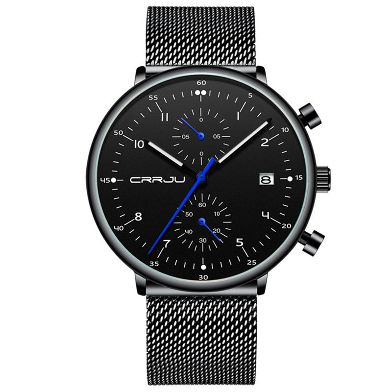 LinkMejor Men's Watches Luxury Fashion Large Dial Watches Stainless Steel Quartz Watch Waterproof Chronograph Business Casual Wristwatch