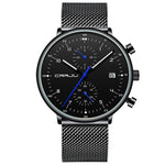 LinkMejor Men's Watches Luxury Fashion Large Dial Watches Stainless Steel Quartz Watch Waterproof Chronograph Business Casual Wristwatch