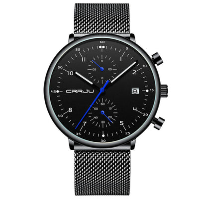 LinkMejor Men's Watches Luxury Fashion Large Dial Watches Stainless Steel Quartz Watch Waterproof Chronograph Business Casual Wristwatch