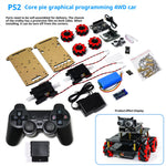 4WD Smart Robot Car Kit HU-011A DIY Mecanum Wheel Programmable Chassis Infrared Tracking Ultrasonic Avoidance Bluetooth Remote Control Coding