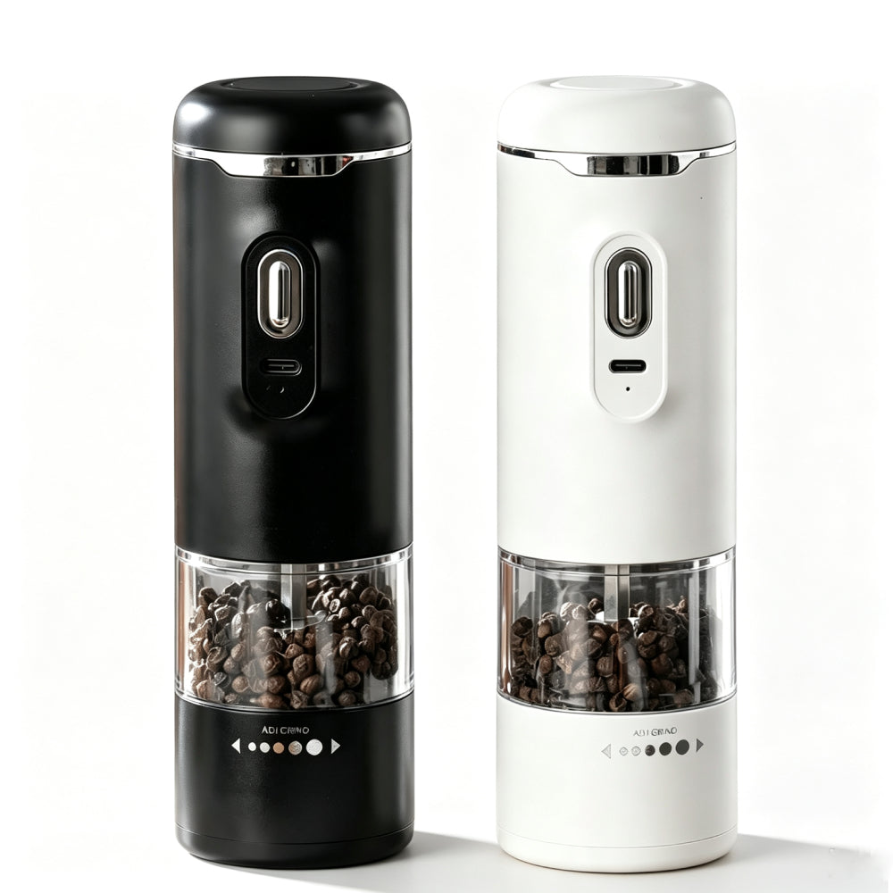 Comfook Electric Pepper Grinder Rechargeable Salt & Pepper Mill with Ceramic Burr 5 Adjustable Grind Settings One-Hand Operation Type-C USB Charging