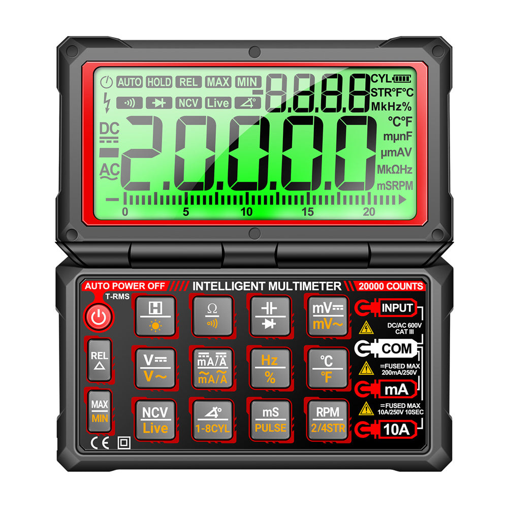 LinkMejor 623 623Pro Auto Repair Multimeter 20000 Counts AC/DC Voltage Current Resistance Capacitance Frequency Temperature NCV True RMS LCD Backlit Display