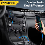 LinkMejor ES-CC20 bluetooth V5.3 FM Transmitter 35W PD + QC3.0 USB Car Charger Wireless Radio Adapter HiFi Music Play Car Kit With Mic Hands Free Calls