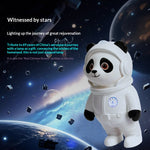 Elfeland Cute Spaceman Panda LED Galaxy Projector Lamp With Built-in bluetooth Speaker Star Projection Night Light Bedroom Decoration Gift for Kids Adults