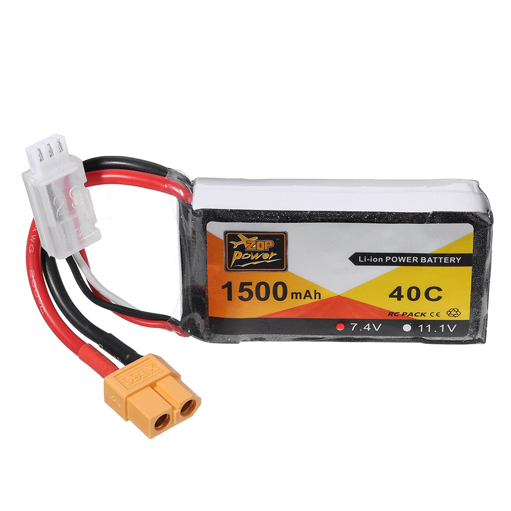 LinkMejor 7.4V 1500mAh 40C 2S Lipo Battery XT60 Plug