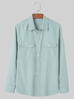 LinkMejor Mes Daily Casual Striped Shirt with Double Breast Pocket