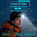 LinkMejor HP440 Aluminum Alloy Headlamp Strong Light Long Range High Light Waterproof Rechargeable Long Life Headlamp Camping Headlight