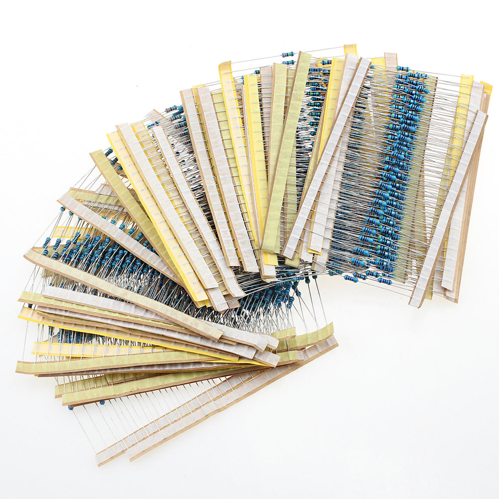 1000Pcs Metal Film Resistors Assorted Kit 0.25W 1/4W 50 Kinds Resistance Values 0.1Ω to 10MΩ ±1% High Precision Electronics Components