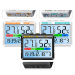 LinkMejor AP01 Thermohygrometer Clock with Backlit LCD Display Real-Time Temperature and Humidity Monitor Built-in Alarm and Calendar Type-C Charging