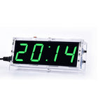DIY Digital LED Clock Kit Light Control Temperature Display Transparent Case Soldering Project DC 5V USB