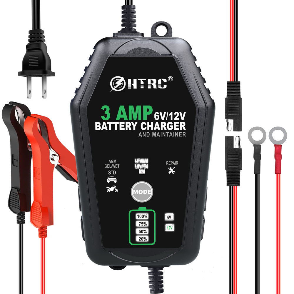 LinkMejor Battery Charger 6V 12V 3A 60W Car Motorcycle Charging Repair for Lead-acid Battery