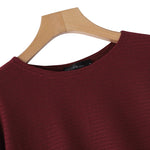 LinkMejor Daily Style Women Knitted Long Sleeve Crew Neck  T-shirt Casual Solid Loose Work Tops