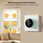 Tuya WiFi Curtain Knob Switch with Color Screen Display RGB Ambient Light Ring Timer Schedule Scene Linkage Child Lock Brightness Adjustable Voice Control with Alexa Google Assistant CS20R-EU-W