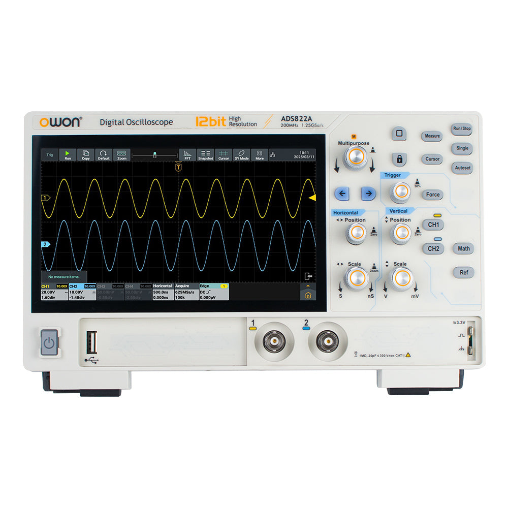 LinkMejor ADS802A/ADS812A/ADS822A Digital Oscilloscope 2 Channels 1.25GSa/s 12-bit 7-inch Display USB HDM  LAN Connectivity