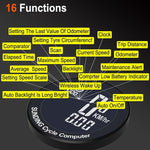SunDing Wireless Bicycle Computer 16 Functions Waterproof Automatic Backlight Sensor Bike Speedometer Bicycle Odometer Stopwatch with Remote Control for MTB Road Cycle