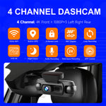 LinkMejor A6709 4 Channel Recording 4K 3 Inch Screen Car DVR Dash Cam GPS WiFi HD Night Vision G Sensor Motion Detection
