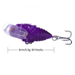 LinkMejor 8PCS Perch Insect Fishing Lures 6.4g 4cm Treble Barb Hooks Artificial Bait for Fishing